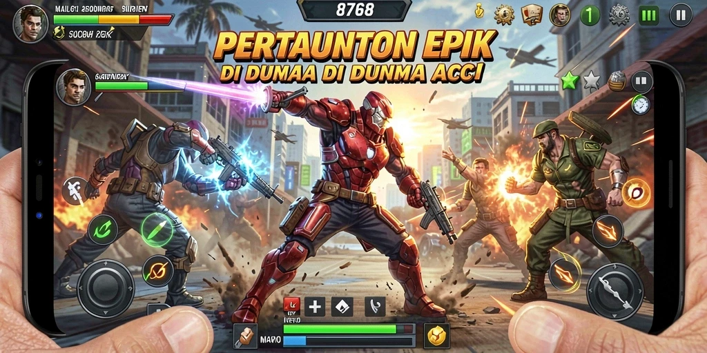 Tangkapan layar menunjukkan karakter dalam pertempuran mendebarkan di <strong>8768</strong>.
