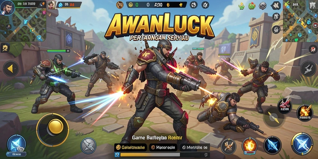 Tampilan seru pertarungan dalam AWANLUCK Battle Royale.