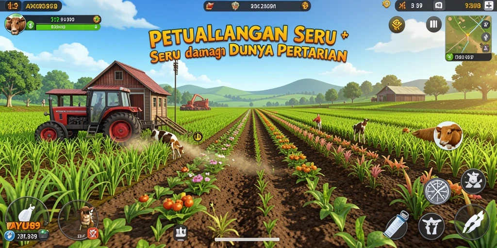 Screenshot AYU89 menampilkan aktivitas bertani yang menarik.
