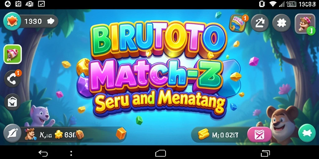 Screenshot gameplay BIRUTOTO yang menunjukkan kombinasi blok warna-warni.