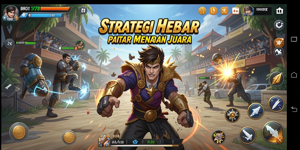 Screenshot gameplay BRO178 yang menunjukkan pertempuran strategi yang intens.