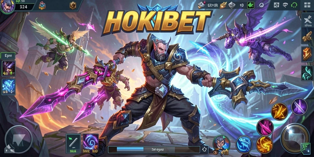 Screenshot HOKIBET menunjukkan aksi seru dalam pertempuran MOBA.