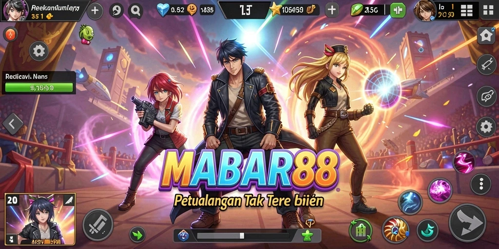 Tampilan gameplay MABAR88 yang seru dan penuh warna.