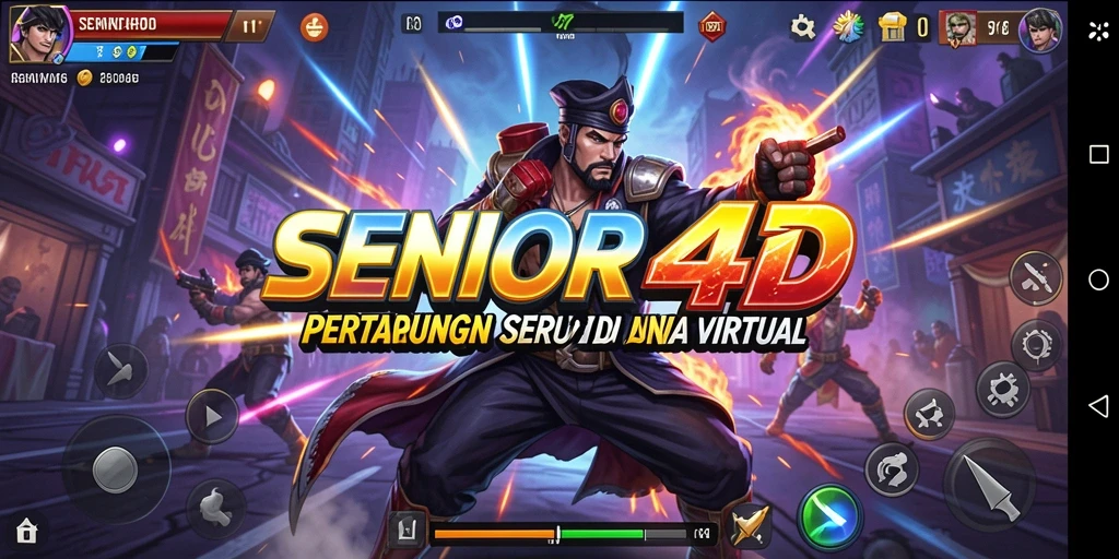 Tampilan sengit dari gameplay SENIOR4D dalam aksi pertarungan.